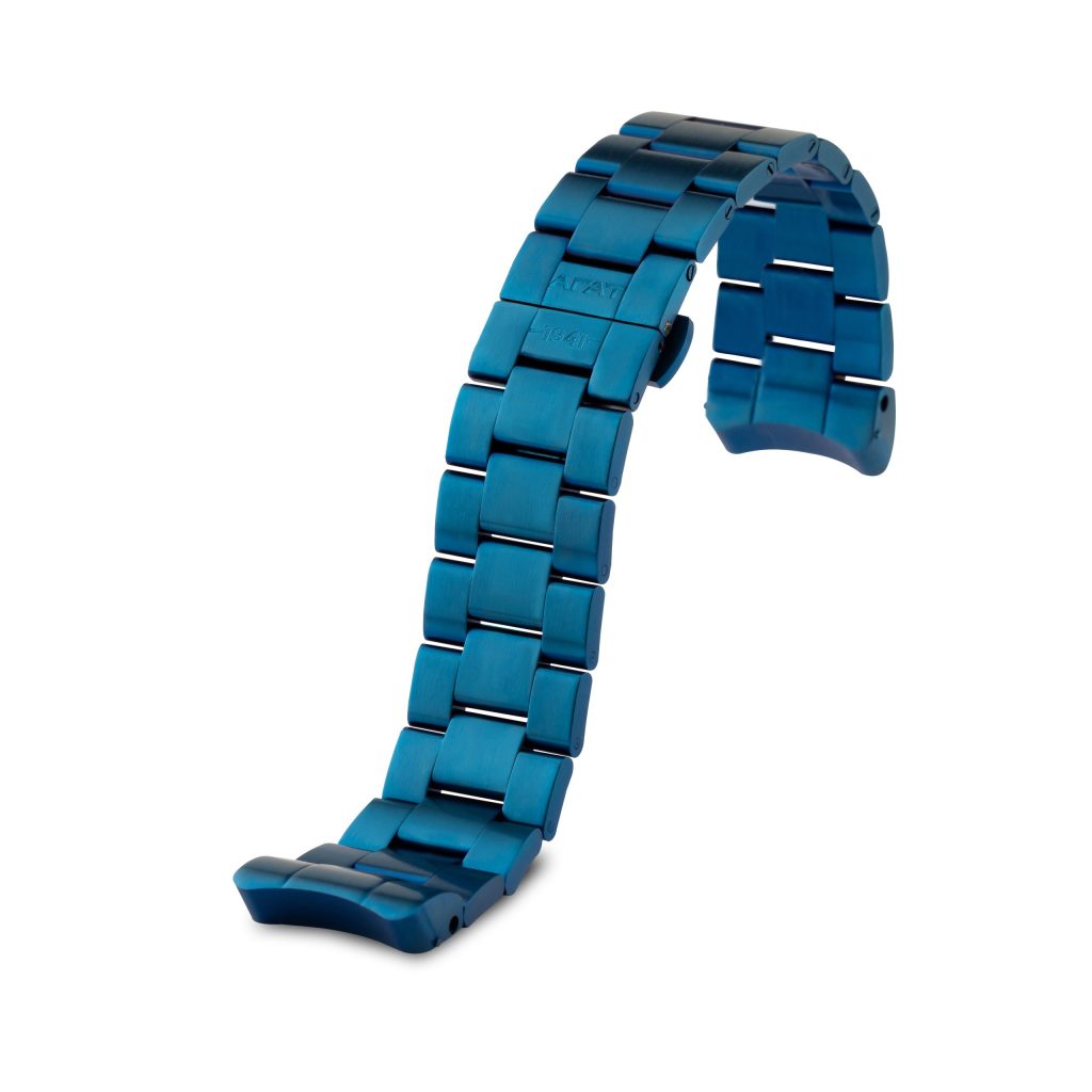 AGAT Blue Steel 46mm Solid Watch Bracelet with Contoured Links