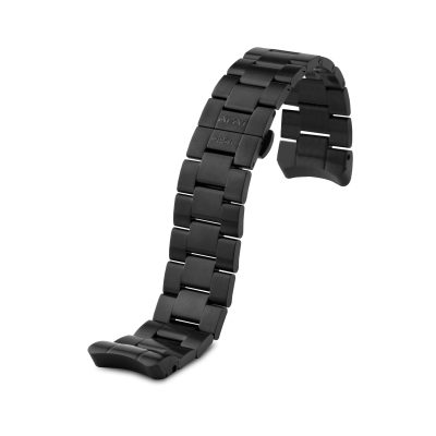 AGAT Black Steel 46mm Solid Watch Bracelet with Contoured Links