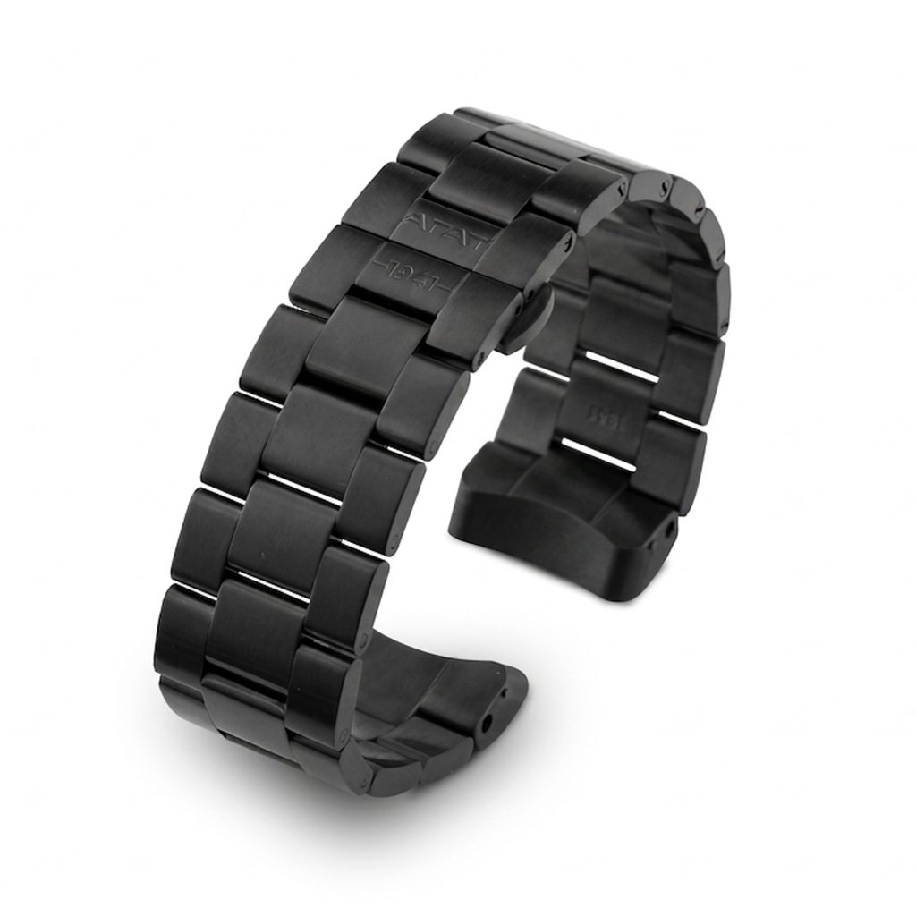 AGAT Black Steel 46mm Solid Watch Bracelet with Contoured Links