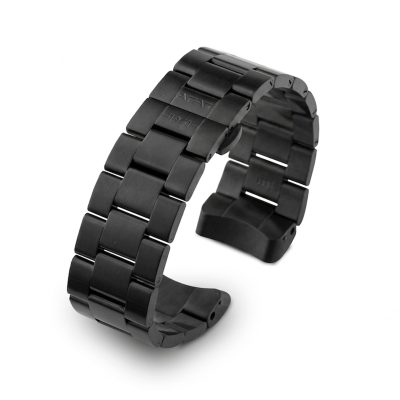 AGAT Black Steel 46mm Solid Watch Bracelet with Contoured Links