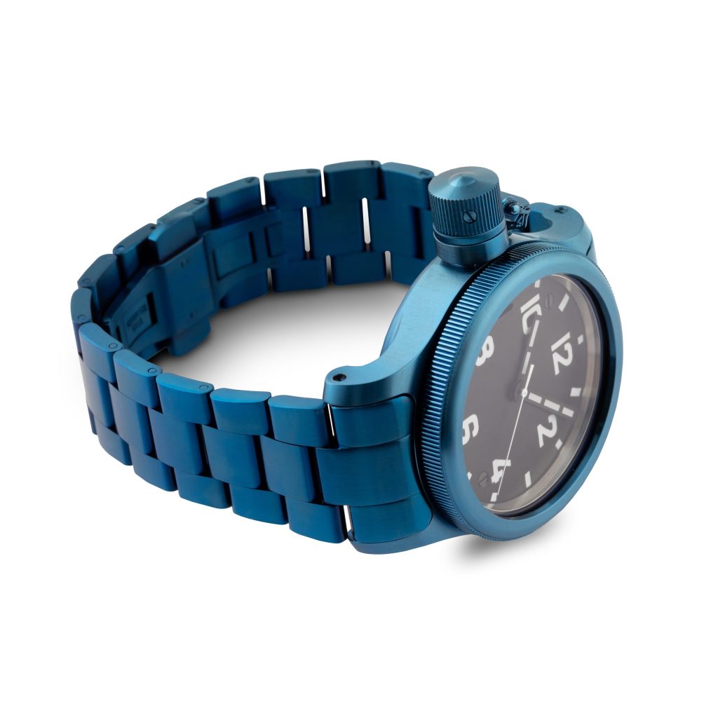 AGAT Blue Steel 46mm Solid Watch Bracelet with Contoured Links
