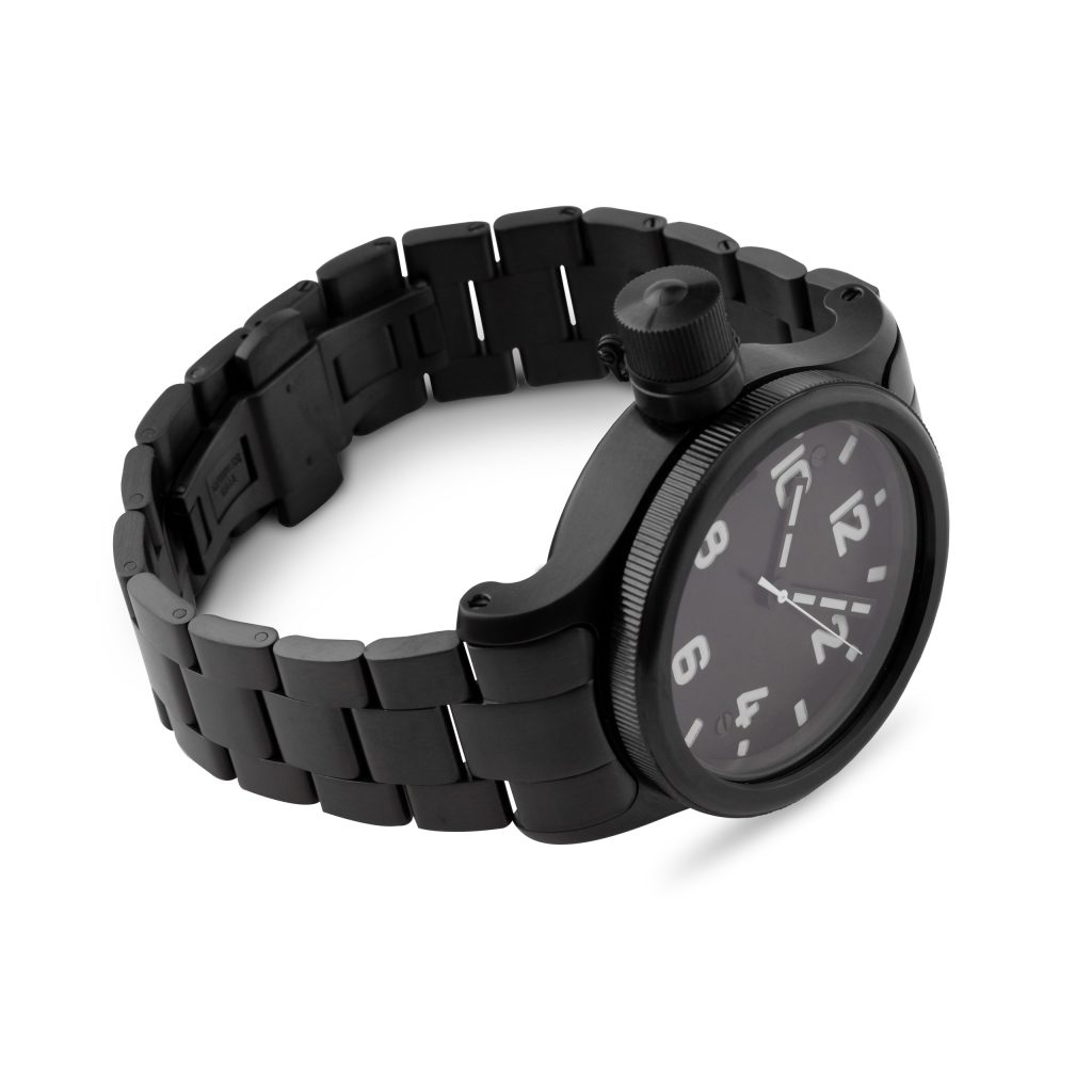 AGAT Black Steel 46mm Solid Watch Bracelet with Contoured Links