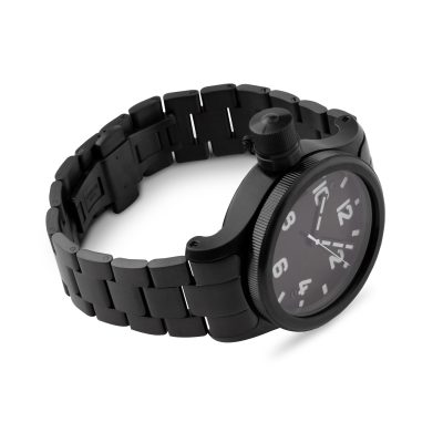 AGAT Black Steel 46mm Solid Watch Bracelet with Contoured Links