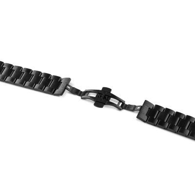 AGAT Black Steel 46mm Solid Watch Bracelet with Contoured Links